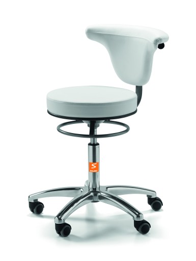 Taburete de trabajo XIX con respaldo